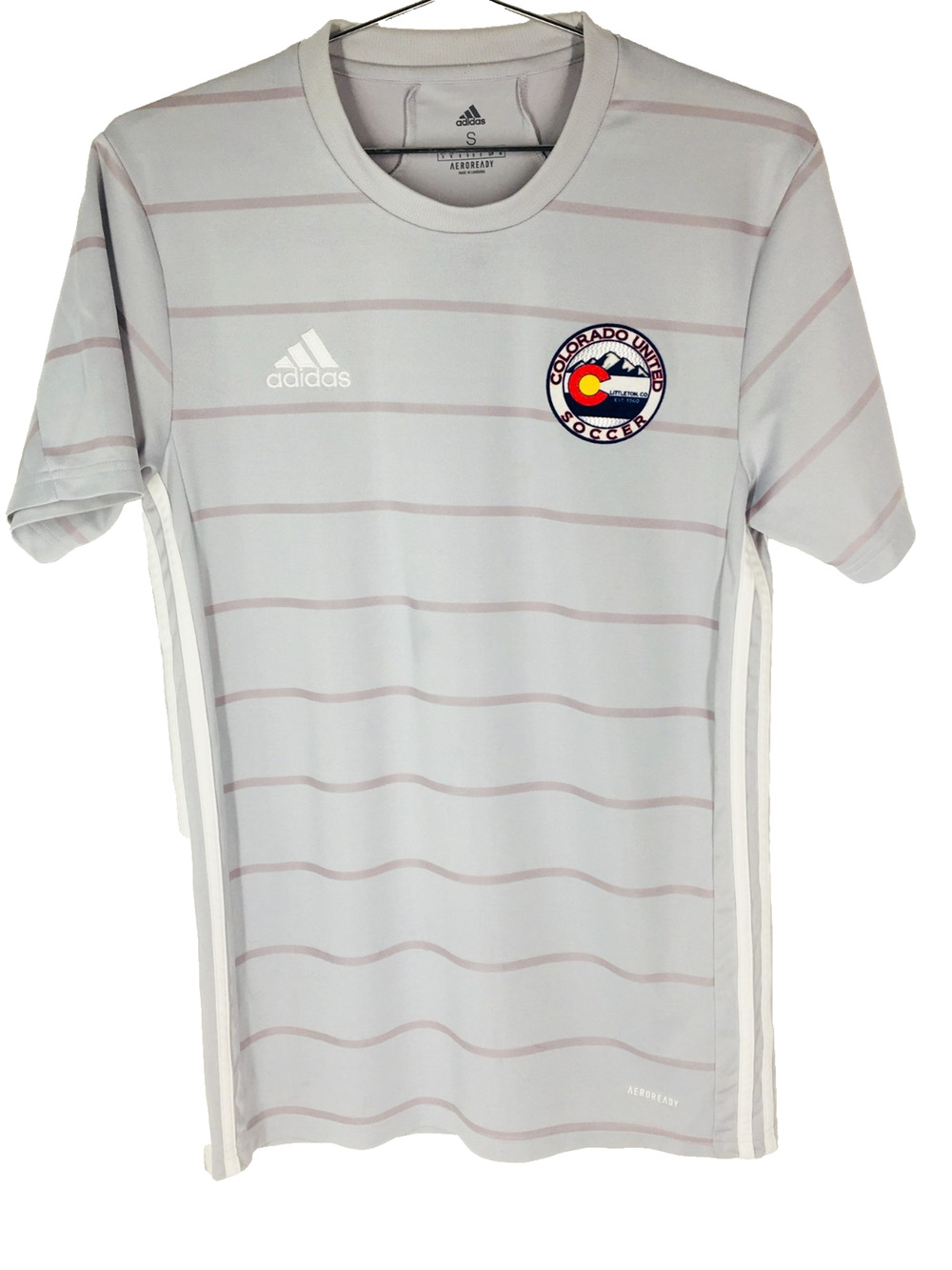 Adidas Youths Colorado United Soccer Aero Ready Jersey Gray Size S